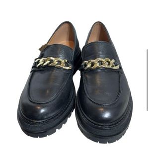 Crevo Francine black chunky platform loafer with gold detail size 9